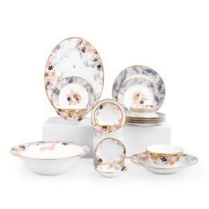 Bộ bát đĩa ăn châu Á cơ bản 22 món (cho 6 người) sứ xương | Moonlit Blossoms 4969L - D022AB